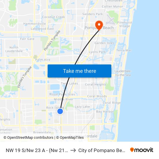 NW 19 S/NW 23 A - (NW 21 A) to City of Pompano Beach map