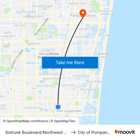 Sistrunk Boulevard/Northwest 13th Terrace to City of Pompano Beach map