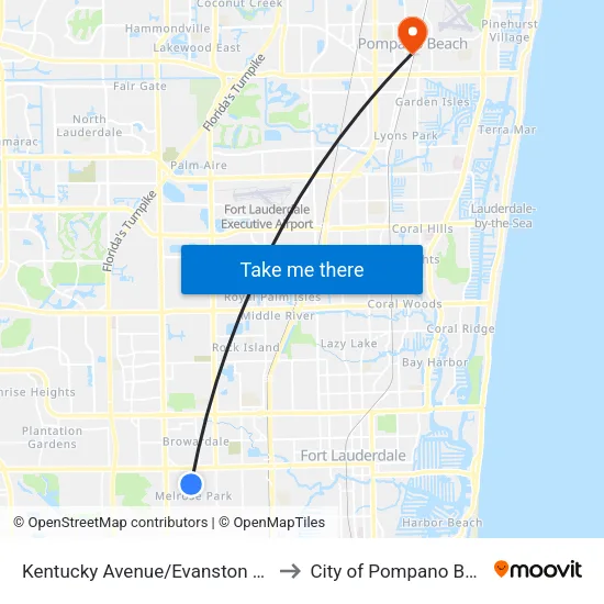 Kentucky Avenue/Evanston Circle to City of Pompano Beach map