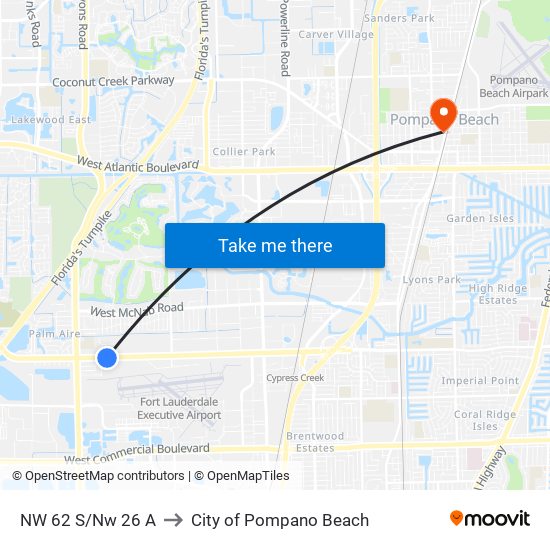 NW 62 S/NW 26 A to City of Pompano Beach map