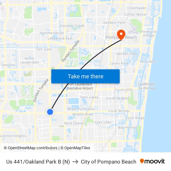 Us 441/Oakland Park B (N) to City of Pompano Beach map