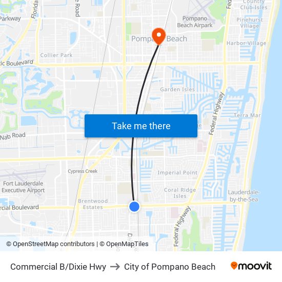 Commercial B/Dixie Hwy to City of Pompano Beach map