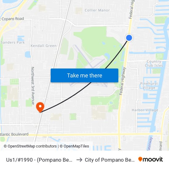 US1/#1990 - (POMPANO BEACH) to City of Pompano Beach map