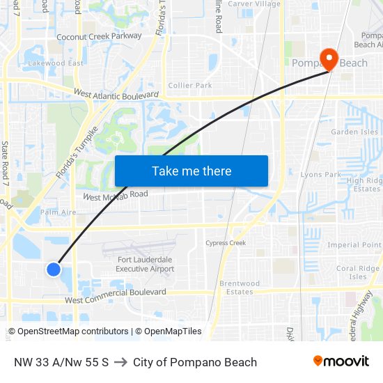 NW 33 A/NW 55 S to City of Pompano Beach map