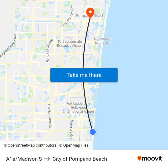 A1a/Madison S to City of Pompano Beach map