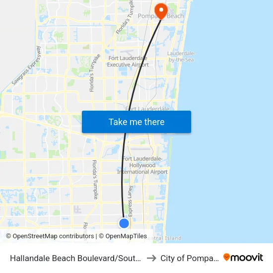 Hallandale Beach Boulevard/Southwest 32nd Avenue to City of Pompano Beach map
