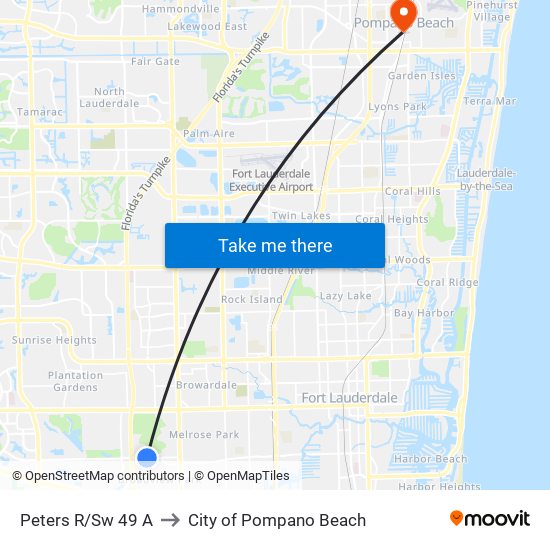 Peters R/Sw 49 A to City of Pompano Beach map
