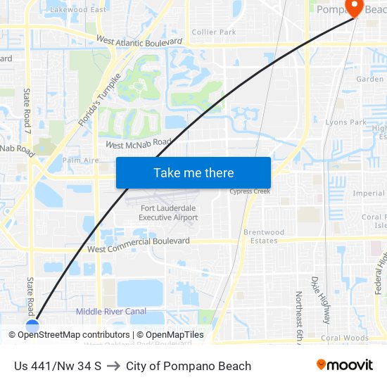 Us 441/Nw 34 S to City of Pompano Beach map