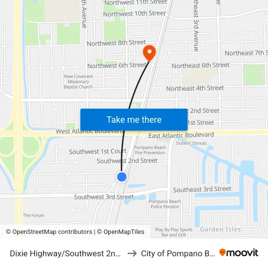 Dixie Highway/Southwest 2nd Court to City of Pompano Beach map