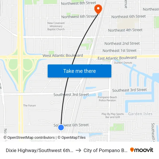 Dixie Highway/Southwest 6th Street to City of Pompano Beach map