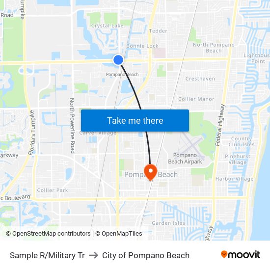 Sample R/Military Tr to City of Pompano Beach map