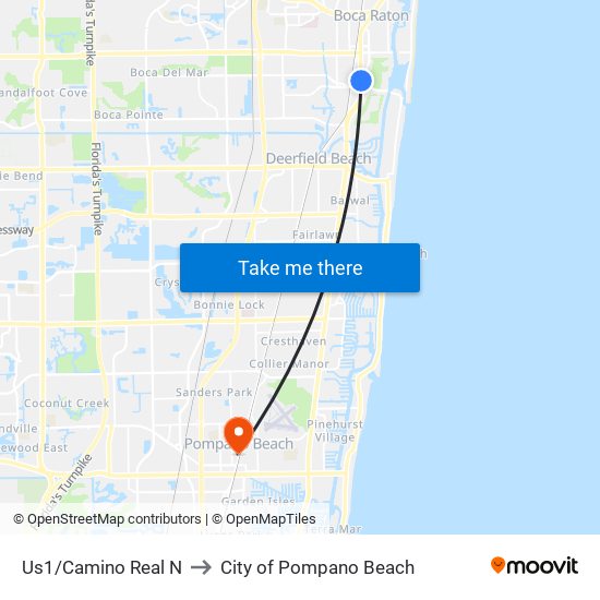 Us1/Camino Real N to City of Pompano Beach map