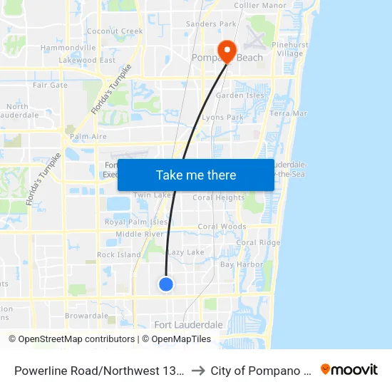 Powerline Road/Northwest 13th Street to City of Pompano Beach map