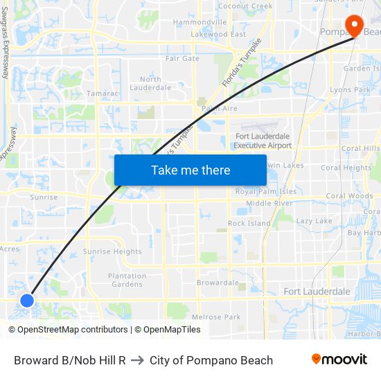 Broward B/Nob Hill R to City of Pompano Beach map