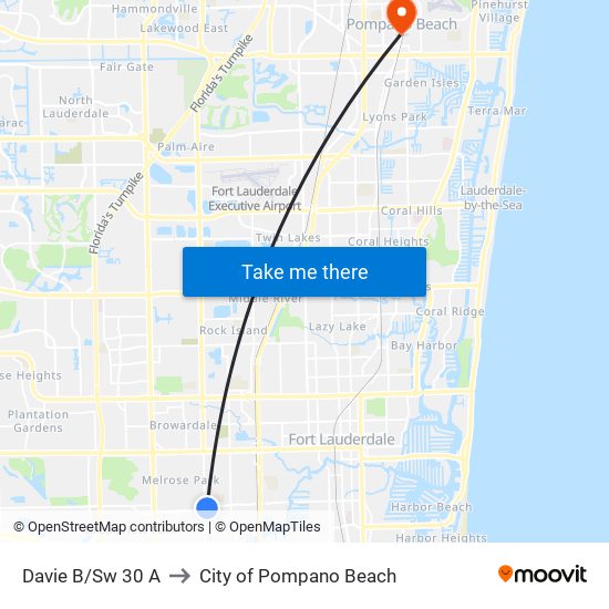 DAVIE B/SW 30 A to City of Pompano Beach map