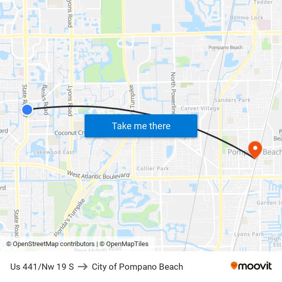 Us 441/Nw 19 S to City of Pompano Beach map