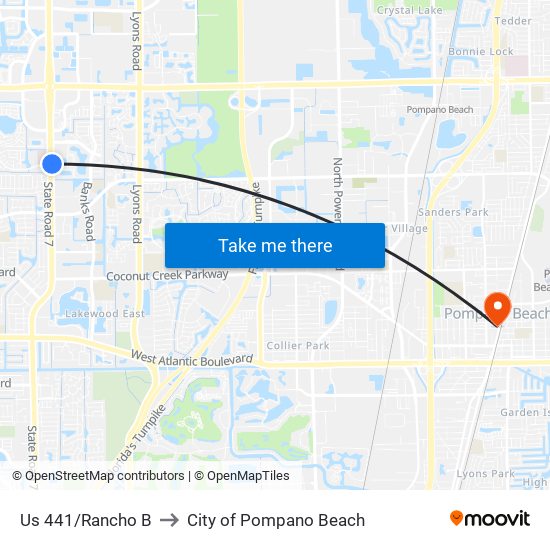 Us 441/Rancho B to City of Pompano Beach map