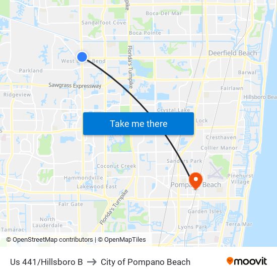 US 441/HILLSBORO B to City of Pompano Beach map