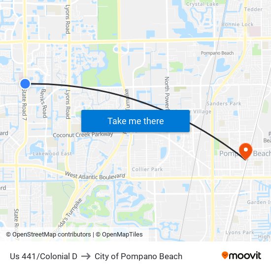 US 441/COLONIAL D to City of Pompano Beach map