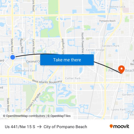 Us 441/Nw 15 S to City of Pompano Beach map