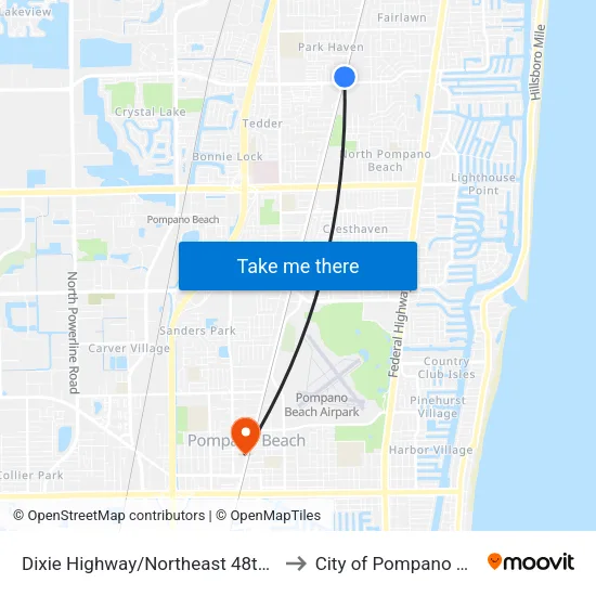 Dixie Highway/Northeast 48th Street to City of Pompano Beach map