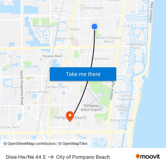 DIXIE HW/NE 44 S to City of Pompano Beach map