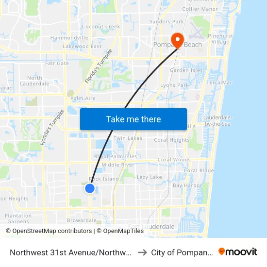 Northwest 31st Avenue/Northwest 17th Court to City of Pompano Beach map