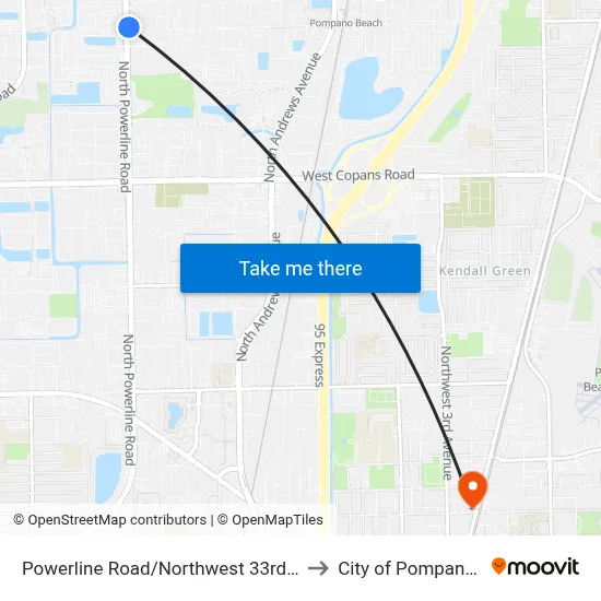 Powerline Road/Northwest 33rd Street South to City of Pompano Beach map