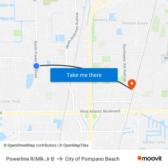 Powerline R/Mlk Jr B to City of Pompano Beach map