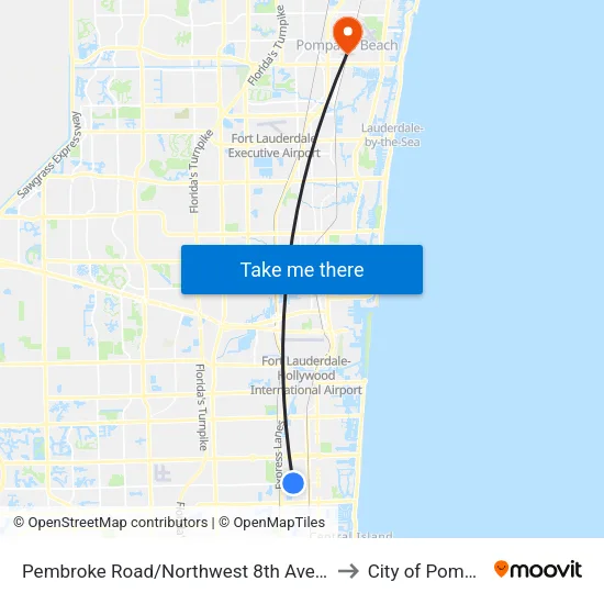 Pembroke Road/Northwest 8th Avenue - (South 26th Avenue) to City of Pompano Beach map