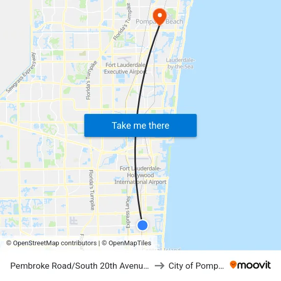 Pembroke Road/South 20th Avenue - (Mardi Gras Casino) to City of Pompano Beach map