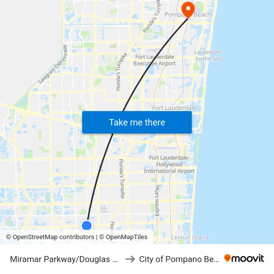 Miramar Parkway/Douglas Road to City of Pompano Beach map