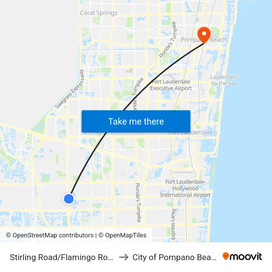 Stirling Road/Flamingo Road to City of Pompano Beach map