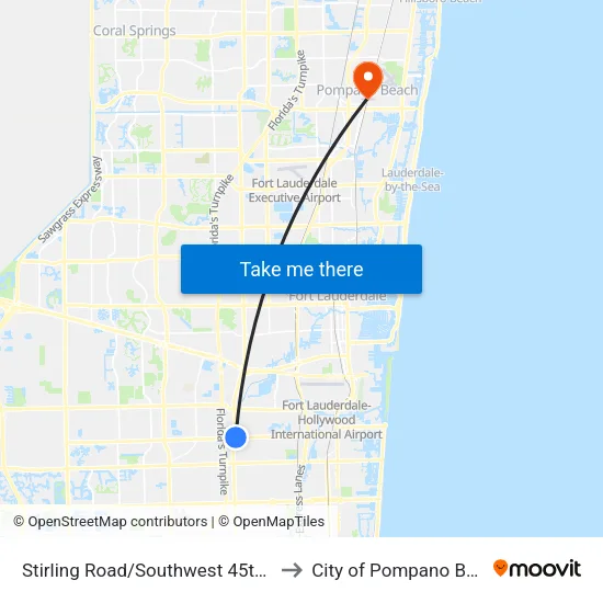 Stirling Road/Southwest 45th Way to City of Pompano Beach map