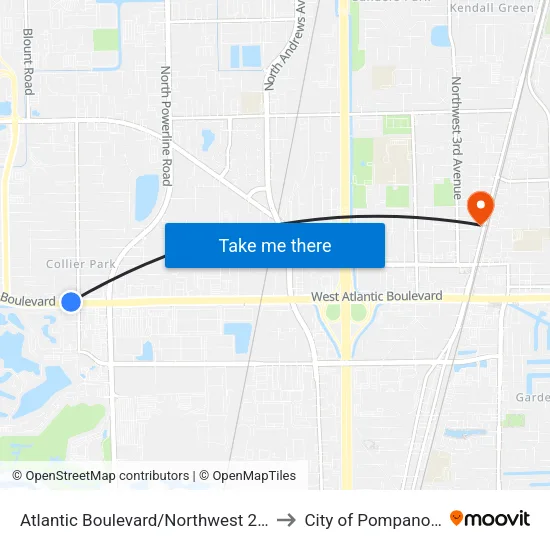 Atlantic Boulevard/Northwest 27th Avenue to City of Pompano Beach map