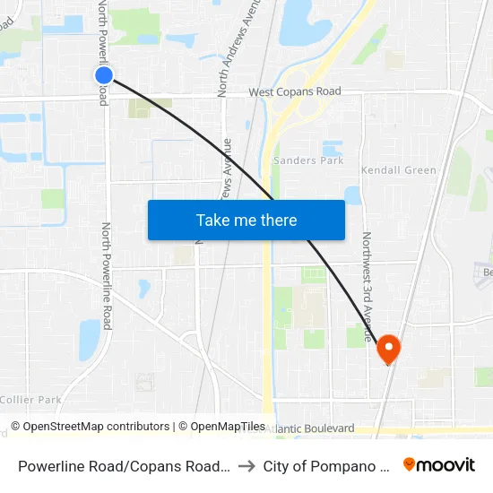Powerline Road/Copans Road (North) to City of Pompano Beach map