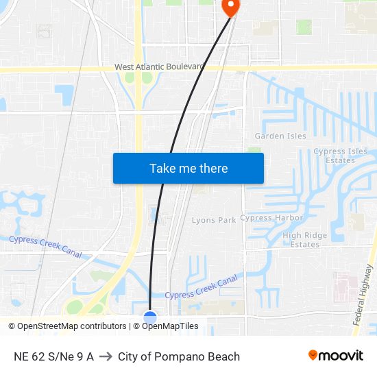 NE 62 S/Ne 9 A to City of Pompano Beach map