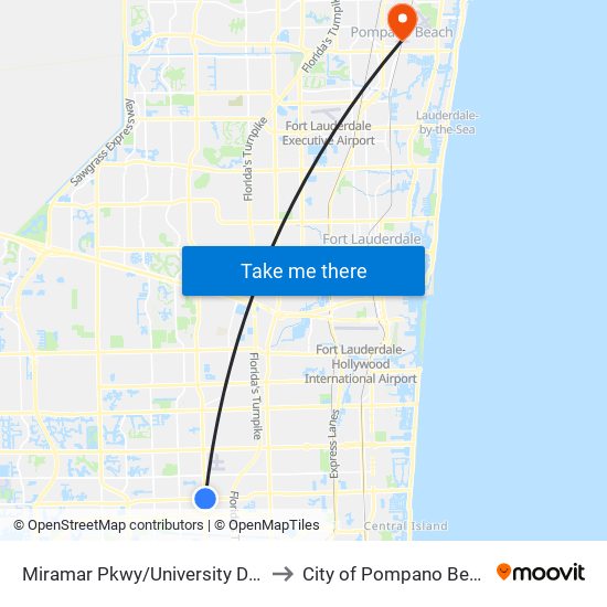 Miramar Pkwy/University D (E) to City of Pompano Beach map