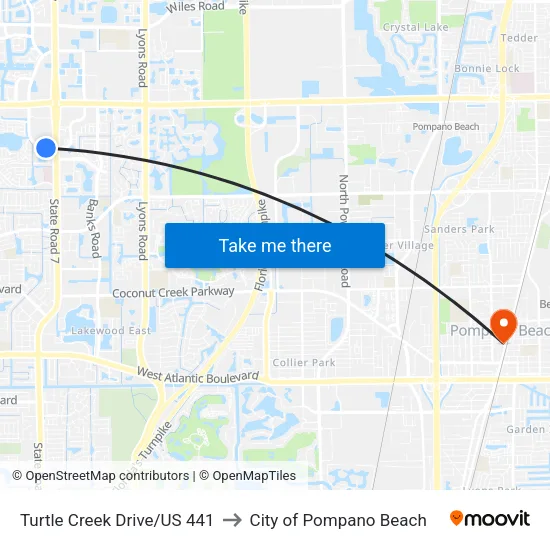 Turtle Creek Drive/US 441 to City of Pompano Beach map