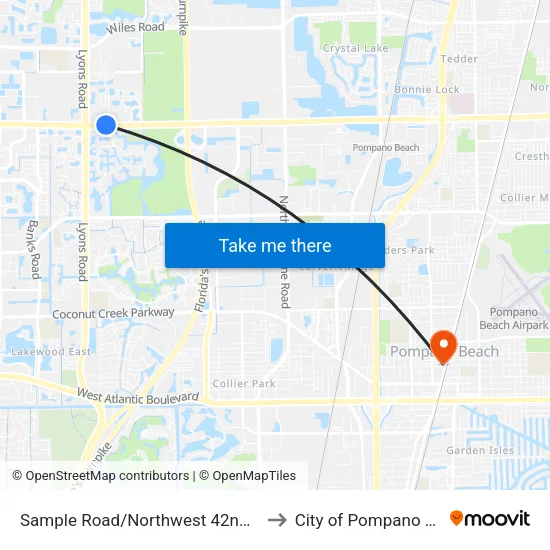 Sample Road/Northwest 42nd Avenue to City of Pompano Beach map