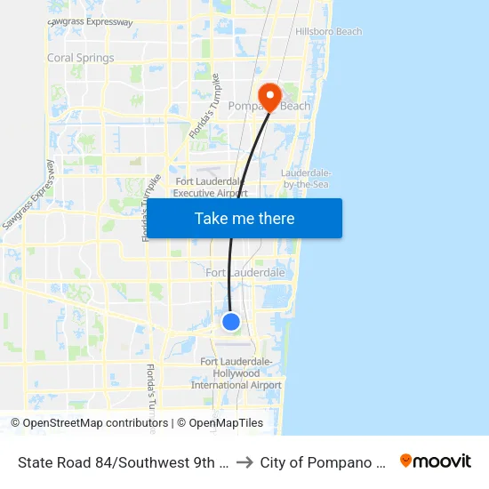 State Road 84/Southwest 9th Avenue to City of Pompano Beach map