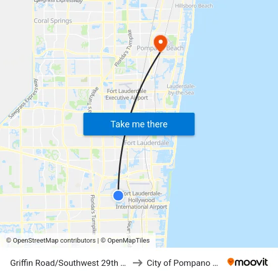Griffin Road/Southwest 29th Terrace to City of Pompano Beach map
