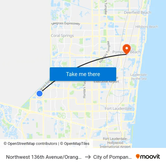 Northwest 136th Avenue/Orange Grove Drive to City of Pompano Beach map