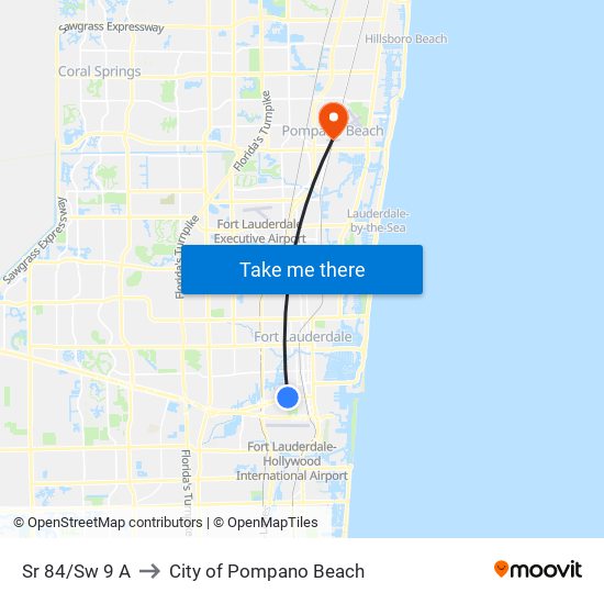 Sr 84/Sw 9 A to City of Pompano Beach map