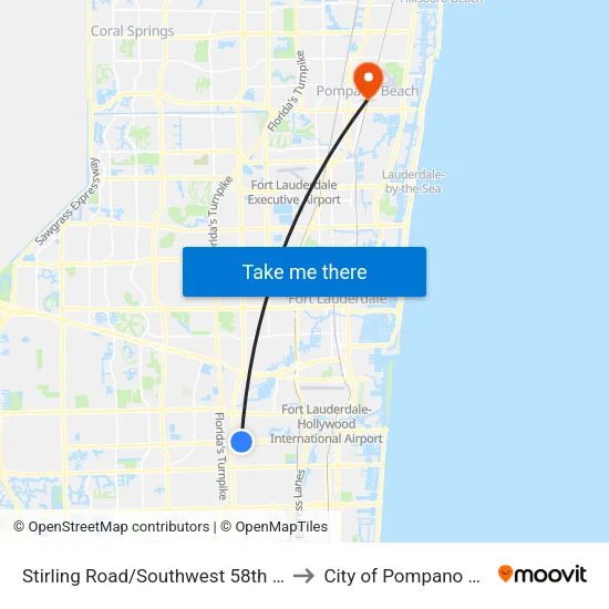 Stirling Road/Southwest 58th Avenue to City of Pompano Beach map