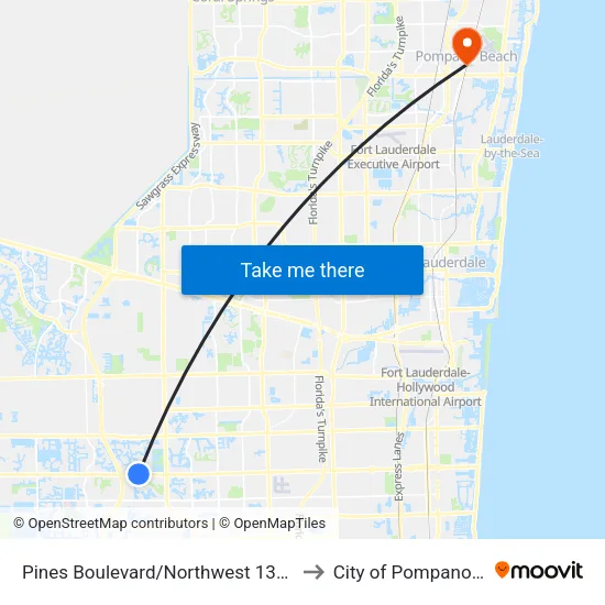 Pines Boulevard/Northwest 136th Avenue to City of Pompano Beach map