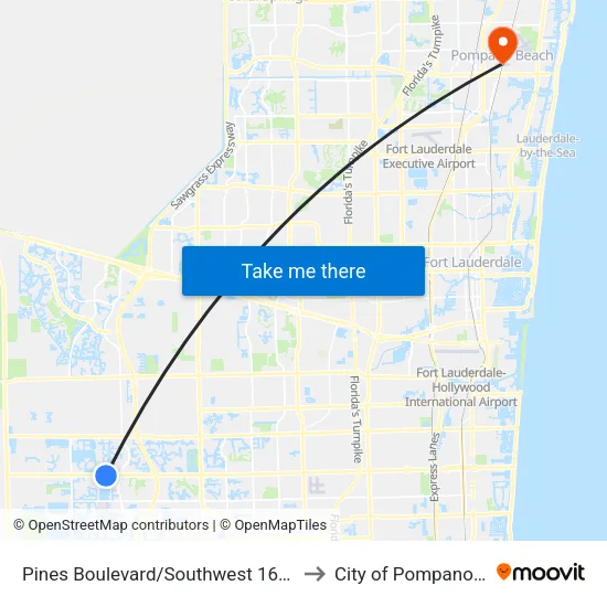 Pines Boulevard/Southwest 168th Avenue to City of Pompano Beach map