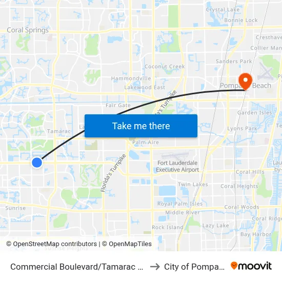 Commercial Boulevard/Tamarac Commerce Center to City of Pompano Beach map