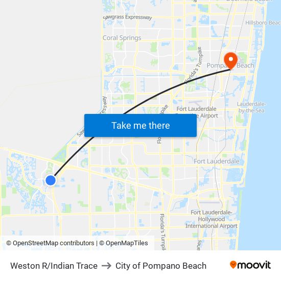 Weston R/Indian Trace to City of Pompano Beach map