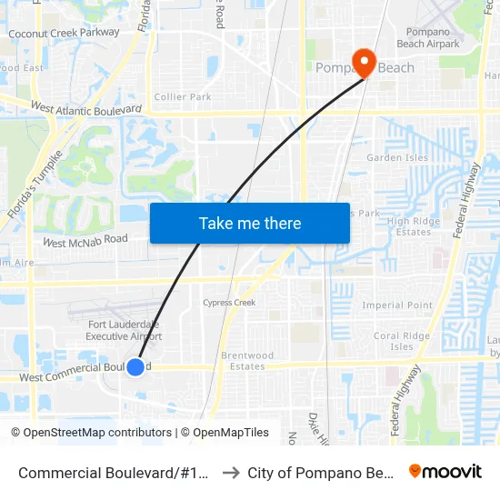 Commercial Boulevard/#1851 to City of Pompano Beach map